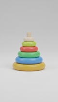 Rainbow Stacking Rings with Smooth Wood Base